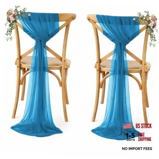 MDS Pack of 50 Chiffon Chair Sashes Bows for Wedding Events 50 pcs Dark Teal