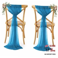 MDS Pack of 50 Chiffon Chair Sashes Bows for Wedding Events 50 pcs Dark Teal