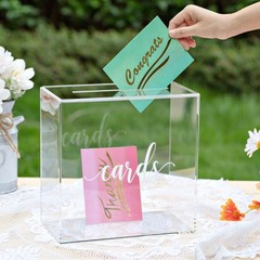 Clear Acrylic Card Box W/slot Thick Diy Wedding Box Blank White Print Large 10×1