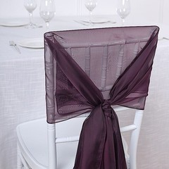 10 Eggplant Purple Premium Chiffon CHAIR SASHES Wedding Reception Decorations