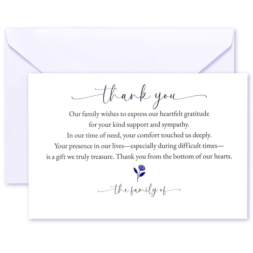 Thank You cards for Funeral with Envelopes Message Inside, 25 Pack 4×6 Inch