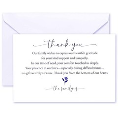 Thank You cards for Funeral with Envelopes Message Inside, 25 Pack 4×6 Inch