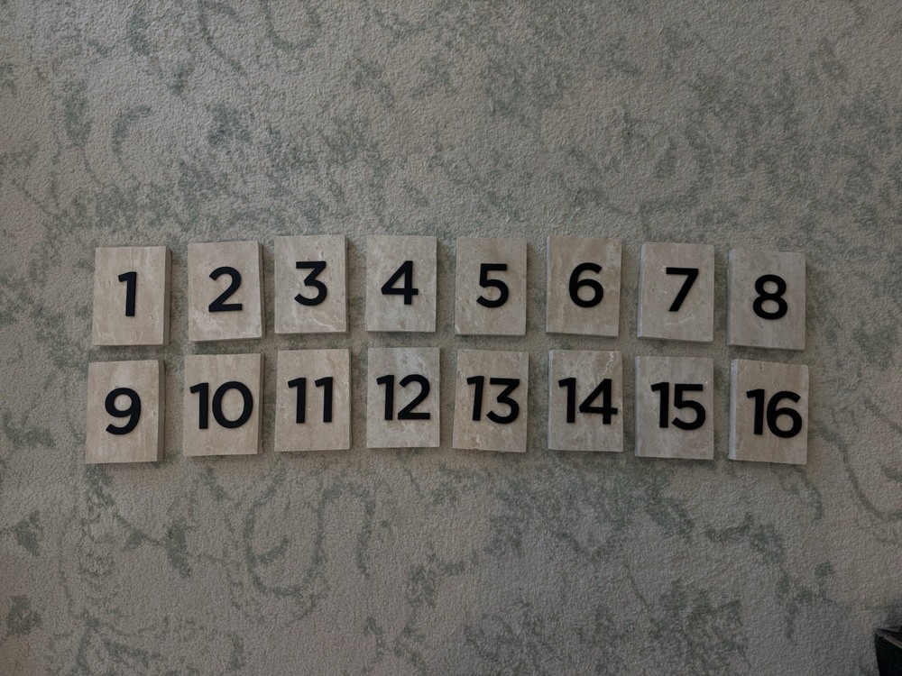 Real Marble Table Number Set 1-16