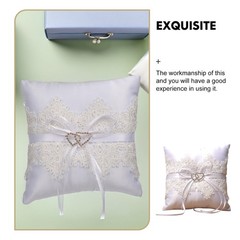 2 Pcs Lace Wedding Ring Pillow Kneeling Bearer Cushion for Party