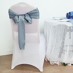 10 Dusty Blue Satin CHAIR SASHES Ties Bows Wedding Party Reception Decorations