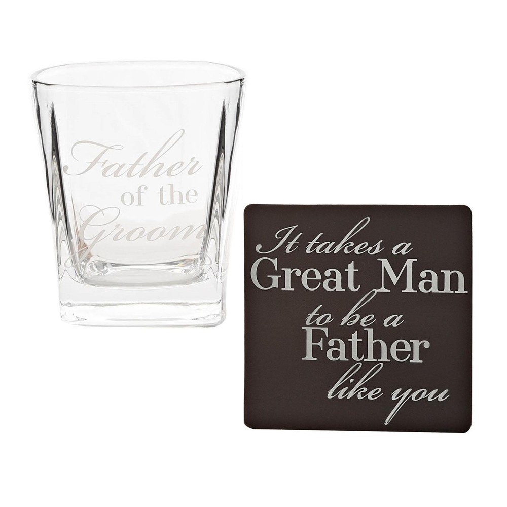 Wedding Whisky Glass and Coaster Set Boxed Thank You Gift – Father of the Groom