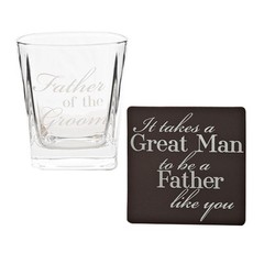 Wedding Whisky Glass and Coaster Set Boxed Thank You Gift – Father of the Groom