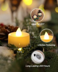 Amagic 50 Pcs Flickering Flameless Tea Lights Battery 50 Pack, Ivory