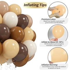 Brown Balloons, 50 PCS 12 Inch Double Stuffed Dark Light Brown Brown Nude