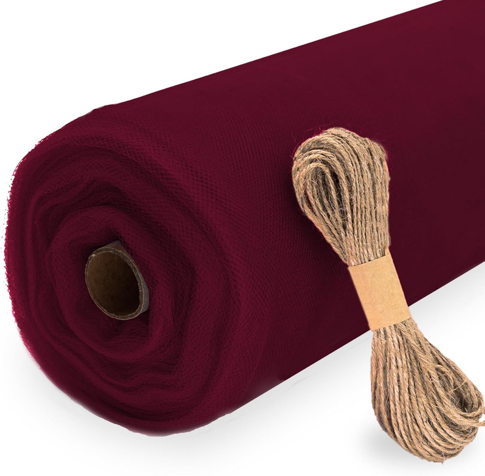 Burgundy Tulle Fabric Roll, 54″ X 40 Yards (120FT) Tulle for Wedding Decoration