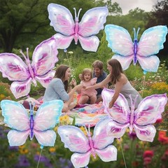 6 Pieces 39 Inches Butterfly Balloons – Large Gradient Butterflies Foil Mylar