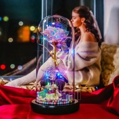 LED Eternal Galaxy Rose in Glass Enchanted Forever Flower Thanksgiving Xmas Gift