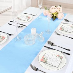 P Pothuiny 12 Pcs Light Blue Satin Table Runner 12 x 72 Inch Long Smooth