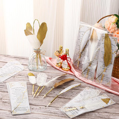 25 Sets Feather Pen Wedding Favors Bulk Bridal Shower Quill Ballpoint Pens Gold