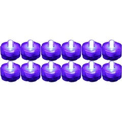PURPLE ~ 12 LED Submersible Waterproof Wedding Floral Decoration Tea Lights