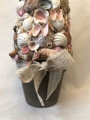 SEASHELL Topiary Tree Starfish Pink Beach CLAY POT Centerpiece Shore Ocean 18″
