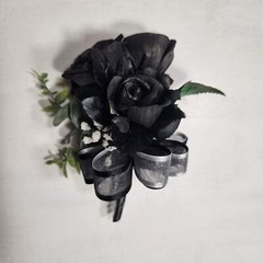 Black Rose Calla Lily Sola Wood Bridal Wedding Bouquet Accessories