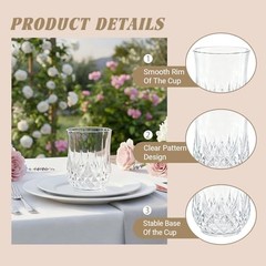 Pack Plastic Stemless Wine Glasses,12oz Unbreakable Vintage 24 12oz-transparent