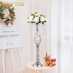 Nuptio 2 Pcs Silver Wedding Centerpieces Flower Stand, 21.7in/55cm Height Wed…