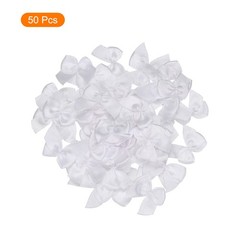 50Pcs Mini Ribbon Bow 1″ Mini Fabric Satin Ribbon Flower Bows White