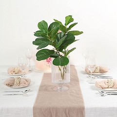 Green 2 Bushes 25″ Artificial Fiddle Leaves Stems Party Decorations Supplies