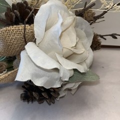 Rustic Cream/ivory Rose Wedding Boutique Set Natural Brown Accents Artificial