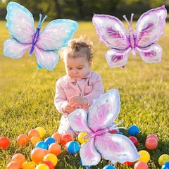 6 Pieces 39 Inches Butterfly Balloons – Large Gradient Butterflies Foil Mylar