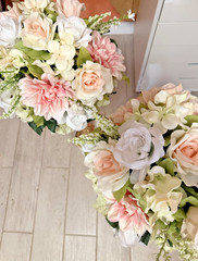 Pink Floral SweetheartTable Gold Centerpieces, Wedding Table Centerpieces