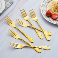 Gold Dinner Fork Set, Seeshine 7.8-inch Stainless Steel Shiny Gold Metal Tabl…