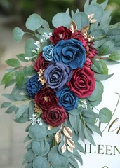 Udoula Artificial Navy Blue Wedding Arch Flower & Burgundy & Gold