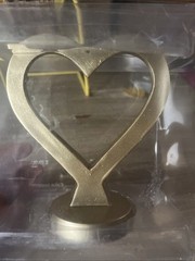 Classy Retired Studio His & Hers Gold Heart Wedding Cake Topper 6x5x3”
