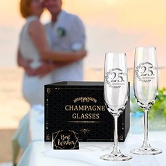 25th Anniversary Champagne Flutes, Wedding 2 Count (Pack of 1) 25th anniversary