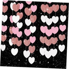 White Rose-Gold Pink Heart Garland Party Decor, 52 Heart Garland – Pink White
