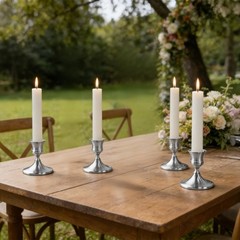 Vintage Silver Taper Candle Holders Set of 2, Metal Candlestick 2PC,
