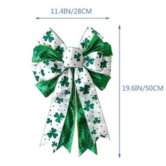 St Patricks Day Bow for Wreath approx: 11.4in x 19.6in/28cm x 50cm, White