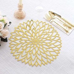 6 Metallic Gold 13″ Laser Cut Hibiscus Flower Cardboard Placemats Party Events