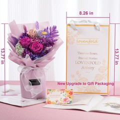 lovenfold Preserved Flowers for Delivery, Purple Rose Bouquets That violet