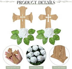 16 Sets Wooden Crosses for Crafts Baptism Centerpieces for Tables Standing Wo…