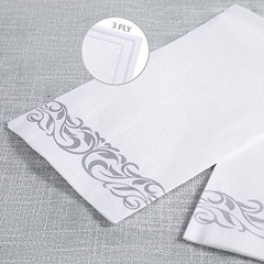 Pack Paper Napkins Guest Towels Disposable Premium Quality 3-ply 200 Silver