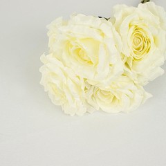 IVORY 2 Bushes 17″ Premium Silk Roses Artificial FLOWERS Bouquets Party Events