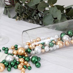 200 Assorted GREEN GOLD Faux PEARL BEADS Vase Fillers DIY Crafts Party Event