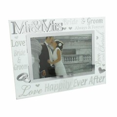 Mr & Mrs Glass Photo Frame with Mirror & Glitter Letters