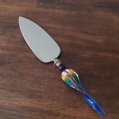 STAINLESS CAKE KNIFE Acrylic Lucite Art Handle Abstract