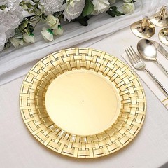 10 pcs Plastic GOLD with Basketweave 10″ PLATES Disposable Party Wedding SALE