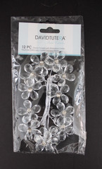 CRYSTAL Flowers Rhinestone Centers 12 Pieces DAVID TUTERA Bridal Collection NEW!
