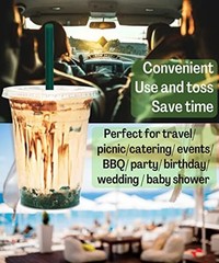 2 oz Clear Plastic Cups with Lids and STRAWS, Disposable Drinking 1 12 oz Cups