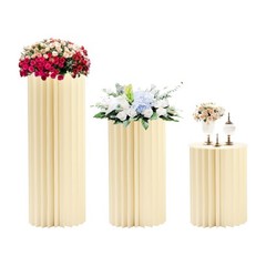 3-piece Foldable Paper Column Display Stands W/ Lights For Graduation/birthday