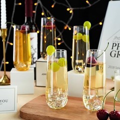 Pack 9 oz Stemless Plastic Champagne Flutes Disposable Champagne 48 Clear