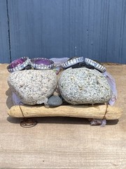 Unique Handmade Bride and Groom Rocks Wedding Decor Centerpiece Bottle Cap Eyes