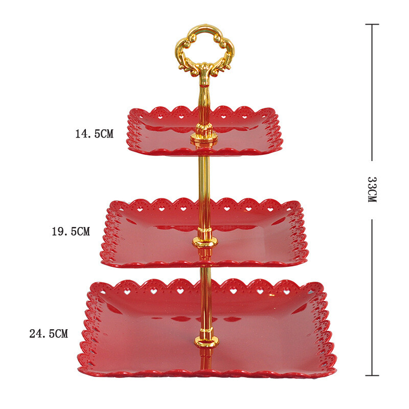 European Three-layer Cake Stand Trays Prom Party Dessert Candy Fruit Plate Home